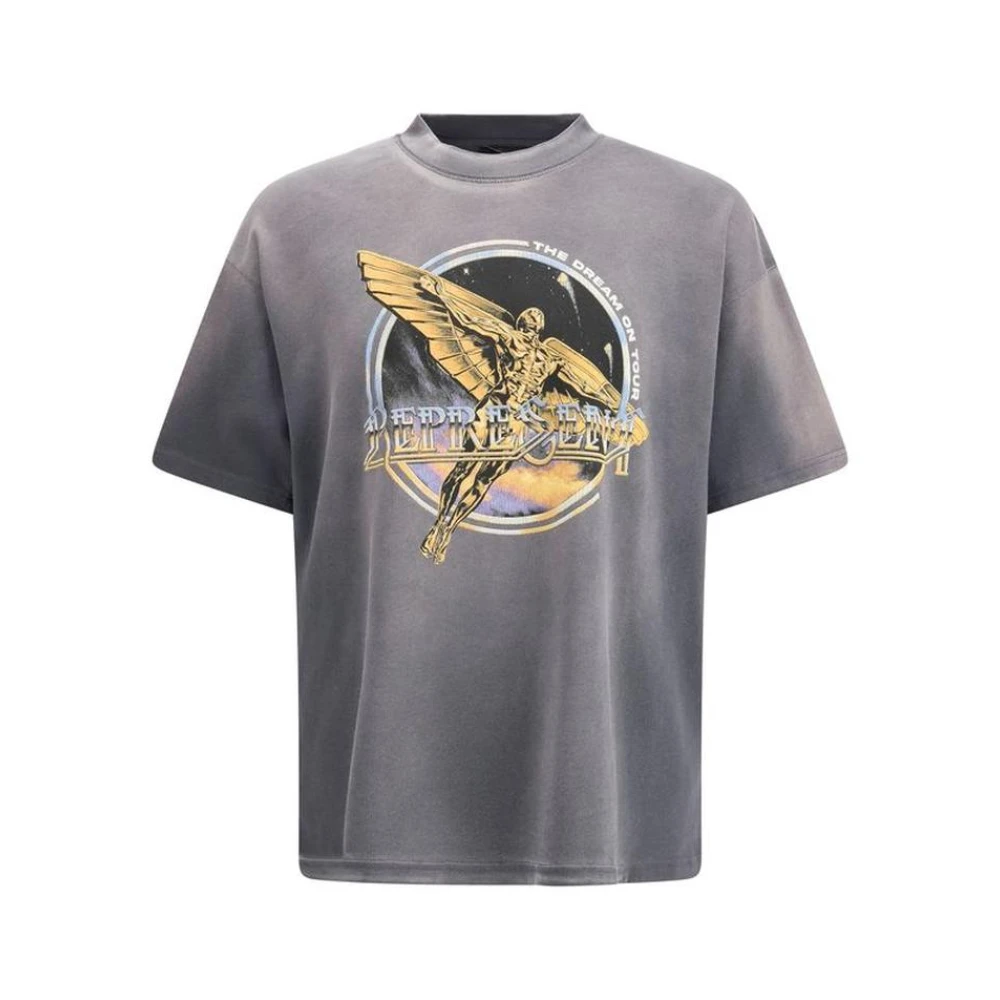 Represent Men's Gray Cotton Crew Neck T-Shirt