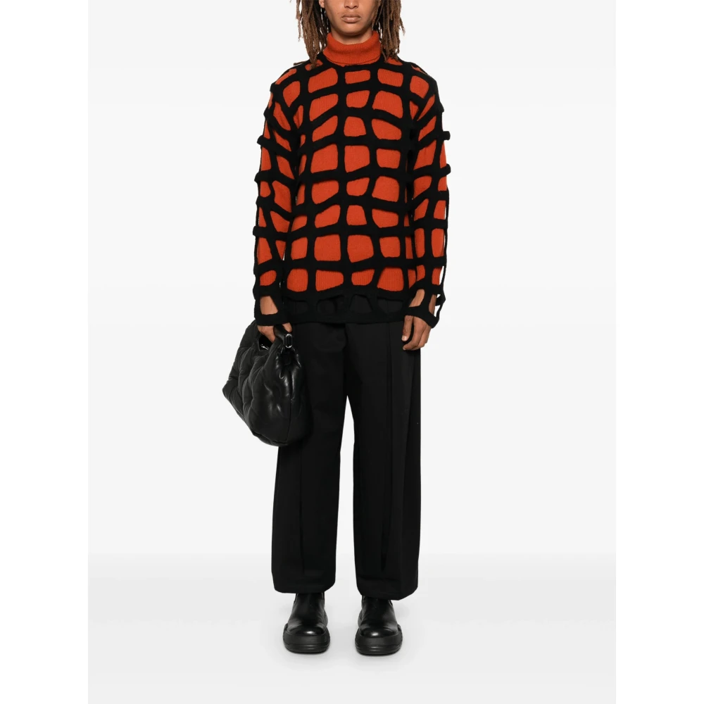Comme des Garçons Zwarte Gebreide Cut-Out Sweater Red Heren