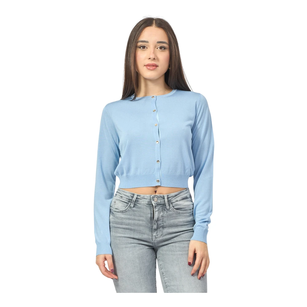 Fracomina Blauwe Vest met Zijde en Knopen Blue Dames