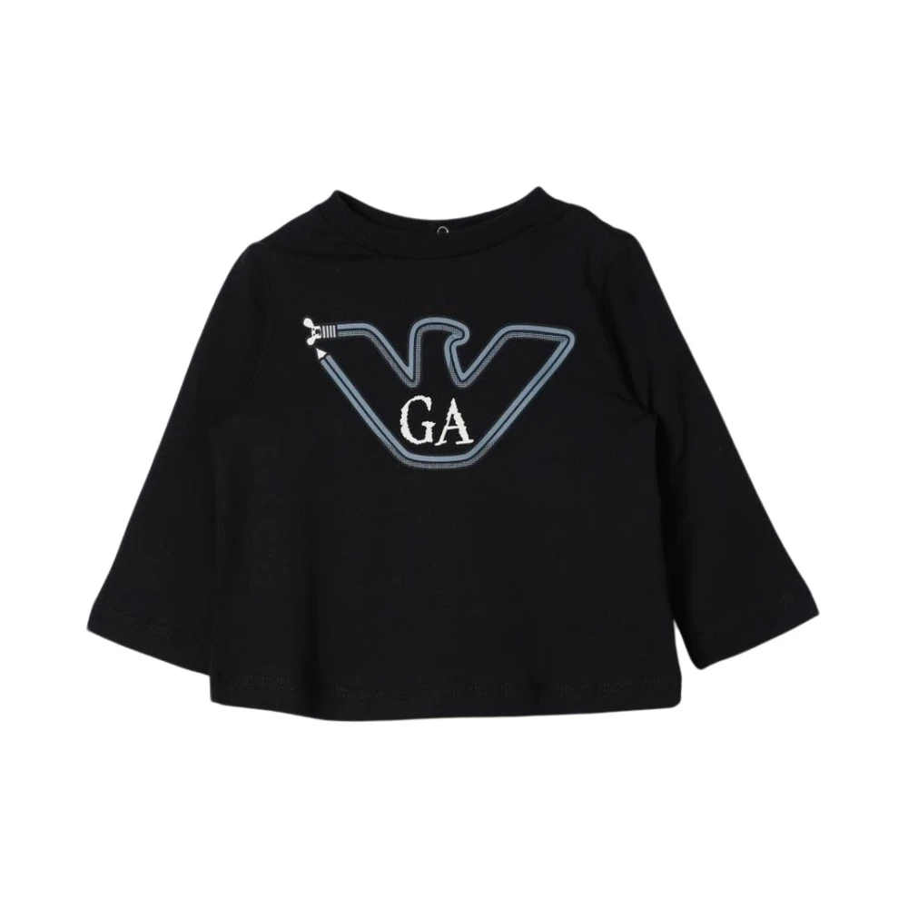 Emporio Armani Unisex Blauw Langemouw Kinder T-Shirt