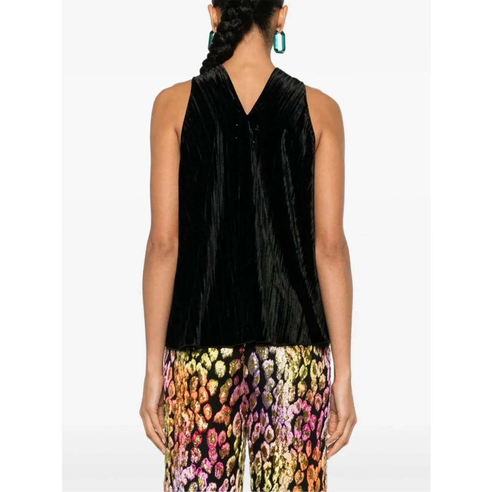 Forte Fluwelen Geplooide Top Zwart Black Dames