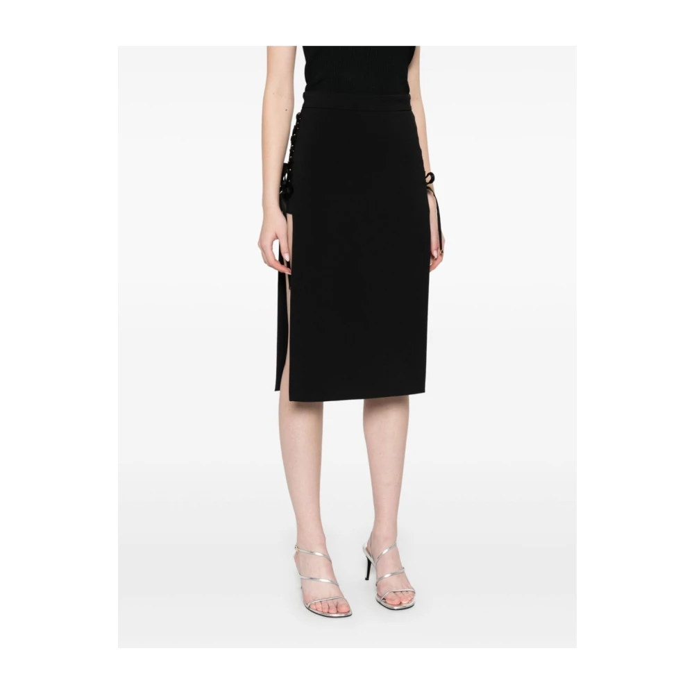 Elisabetta Franchi Zwarte Rok met Zijsplitten Black Dames
