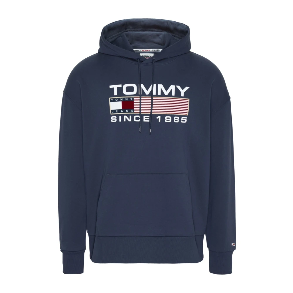 Tommy Jeans Men's Blue Cotton Hoodie With Logo - Hoodies - Xl - Sweatshirts & Hoodies