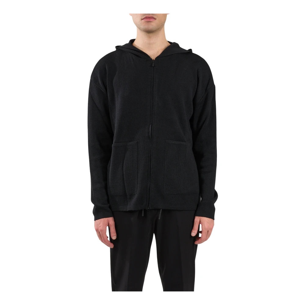 Hevo Cardigan met rits van wolmix Black Heren