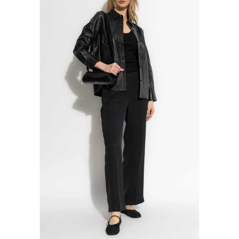 Theory Zijden loszittende broek Black Dames