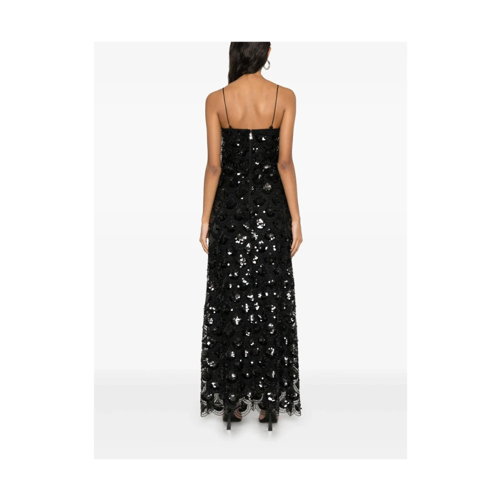 Rotate Birger Christensen Zwarte Jurk met Schulpzoom Black Dames