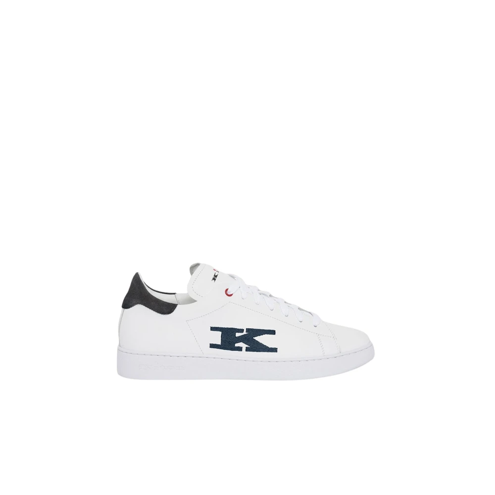 Kiton Witte kalfsleren sneakers met cupzool Heren Schoenen
