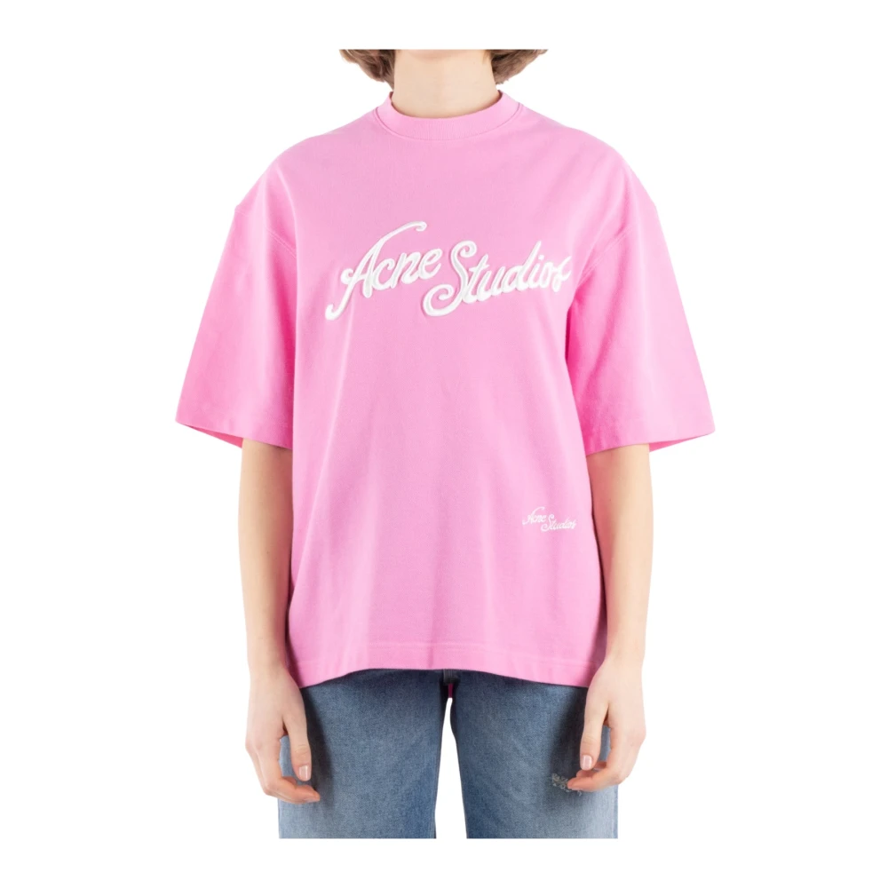 Acne Studios Roze Katoenen T-Shirt Cl0327 Pink Dames