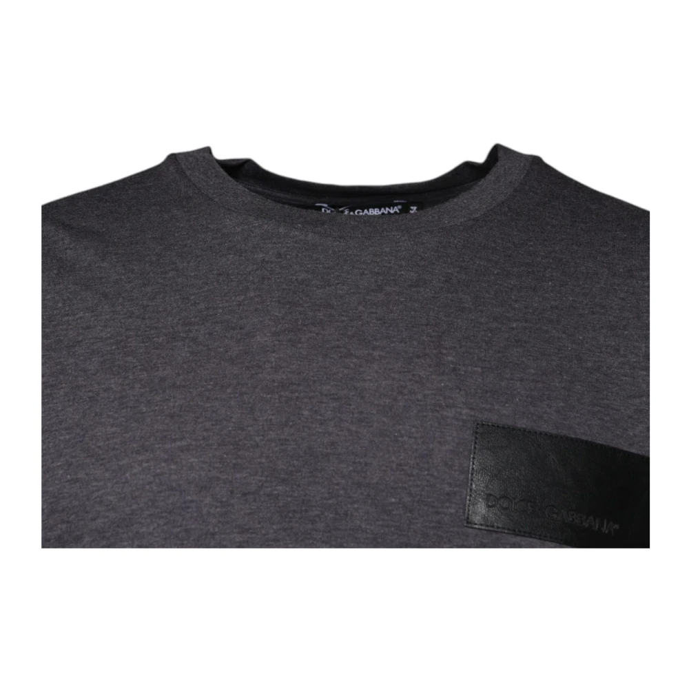 Dolce & Gabbana Grijze Katoenen Logo Patch Crew Neck T-shirt Gray Heren