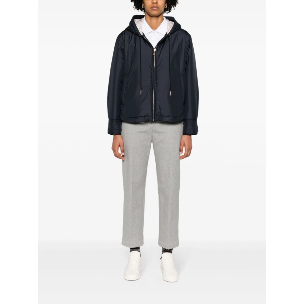 Thom Browne Blauwe Waterdichte Hoodie Blue Dames