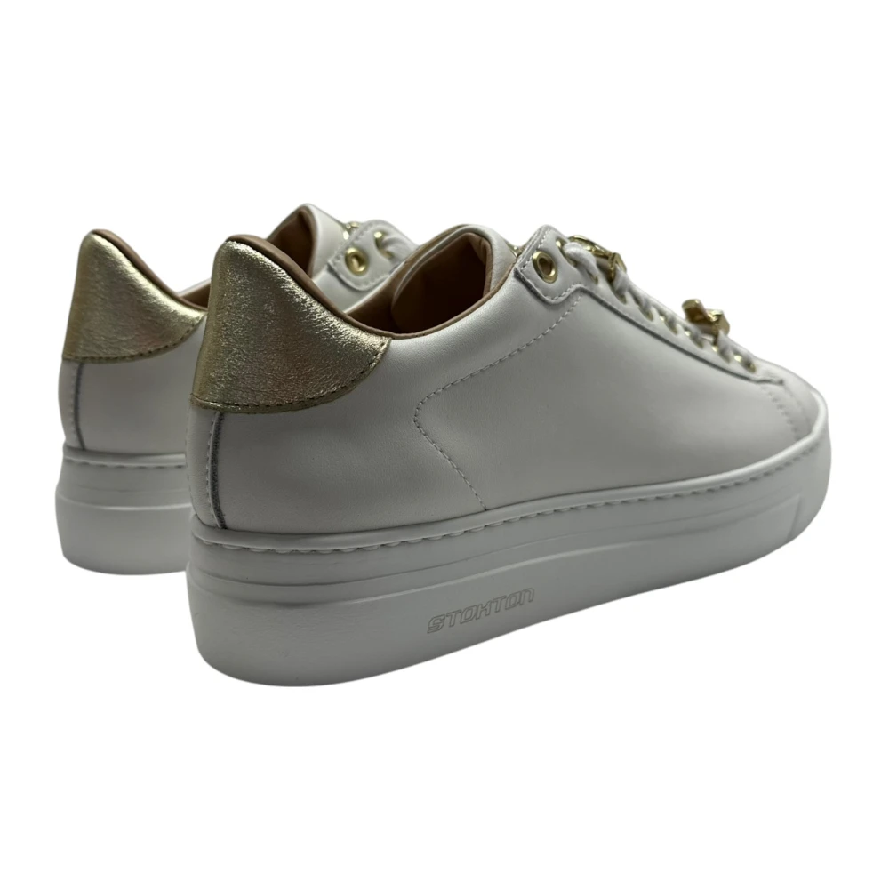 Stokton Witte leren sneaker met verwijderbare accessoires White Dames