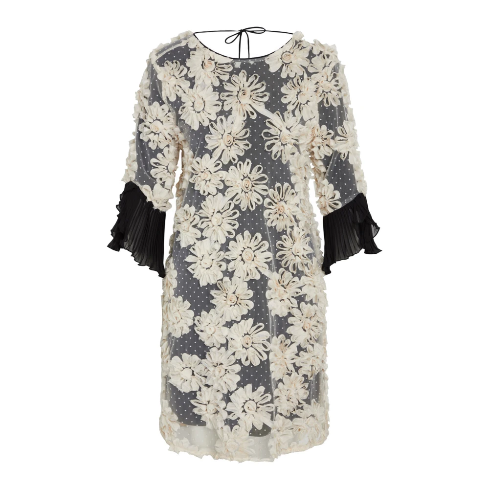 Bruuns Bazaar Elegante Jurk van Mesh met Bloemprint Beige Dames