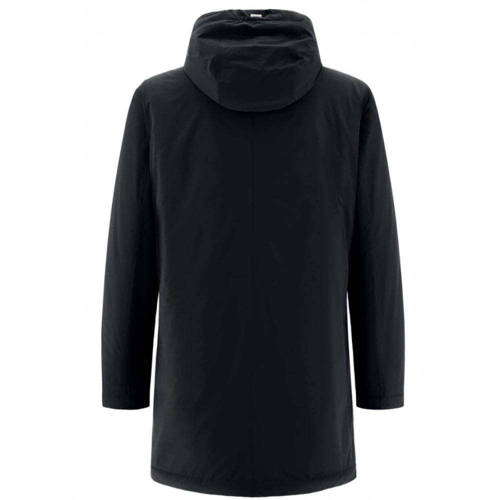 Herno Blauwe Gewatteerde Jas met Capuchon Blue Heren