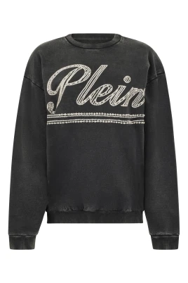 Washed Open Back Sweatshirt Strass Signature