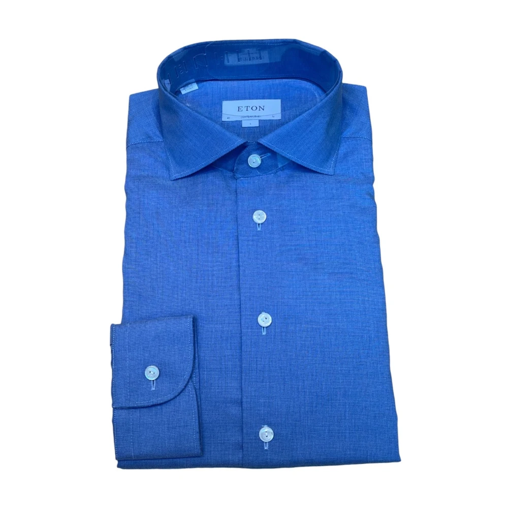 Eton Hedendaags Blauw Katoenen Overhemd Blue Heren