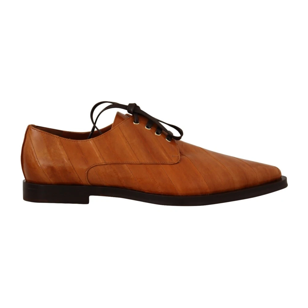 Dolce & Gabbana Women's Brown Leather Lace-Up Formal Flats