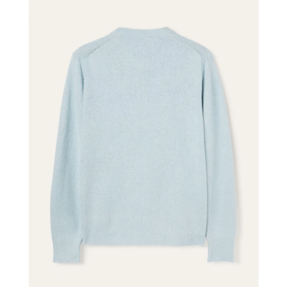 Loro Piana Zijden Crewneck Trui Zachte Esthetiek Blue Heren