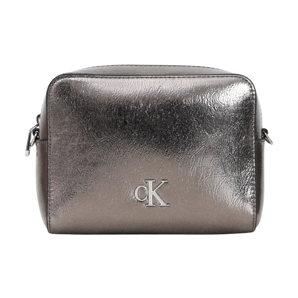 Calvin Klein Grijze Metallic Schoudertas Trendy Design Gray Dames