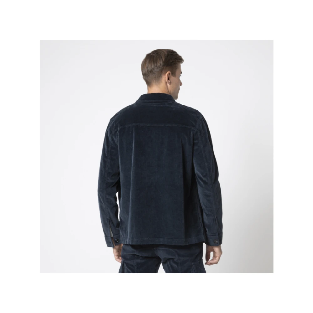 Mason's Marineblauwe Corduroy Overhemd met Knoopsluiting Black Heren