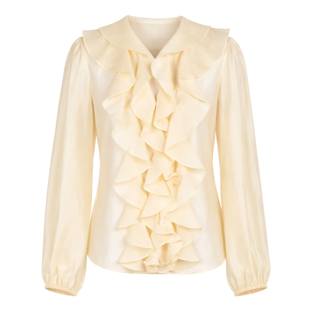 Twinset Women's Beige Ruffled Front Blouse - Blouses - M - Blouses & Shirts