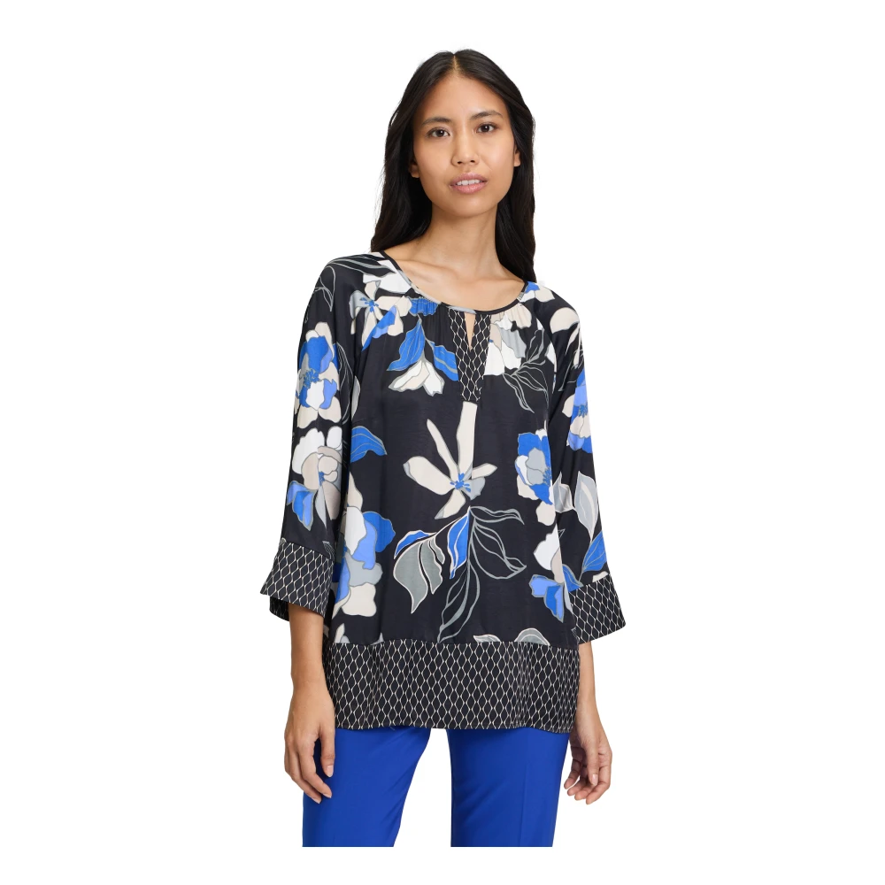 Betty Barclay Gestippelde slipblouse met gerimpelde V-hals Multicolor Dames