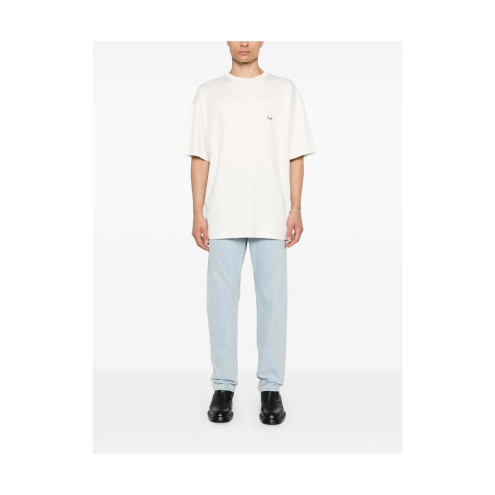 Mugler Off-White Jersey T-shirt met Piercing Detail White Heren
