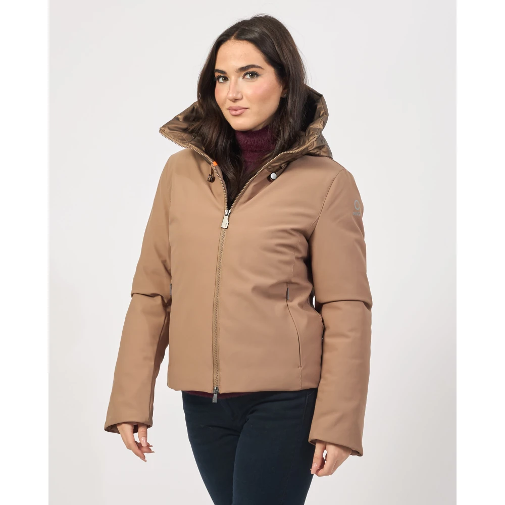 Suns Gewatteerde jas met Safe Pocket Beige Dames