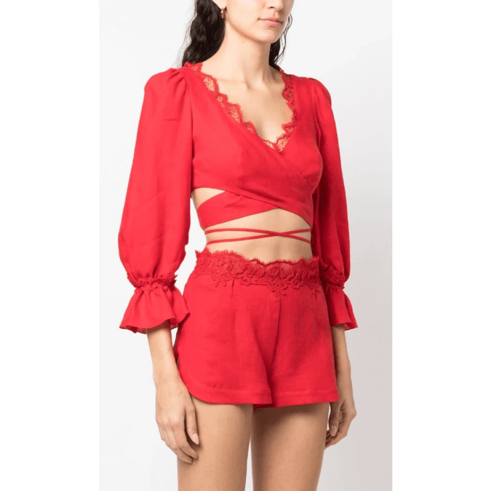 Ermanno Scervino Rode Kanten Wrap Top Red Dames