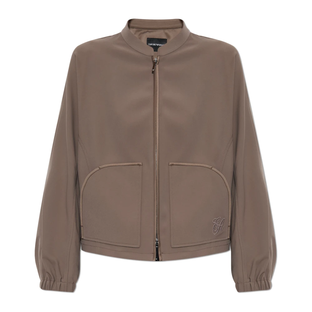 Emporio Armani Vrouw Bruin Jassen Dames, S, Jas Met Geborduurd Logo