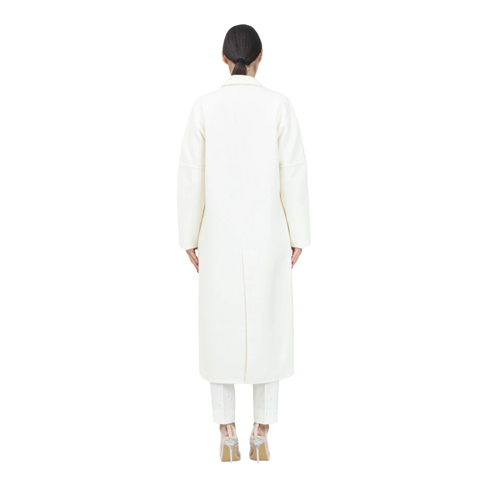 ViCOLO Lange Witte Jas Minimalistisch Ontwerp Beige Dames