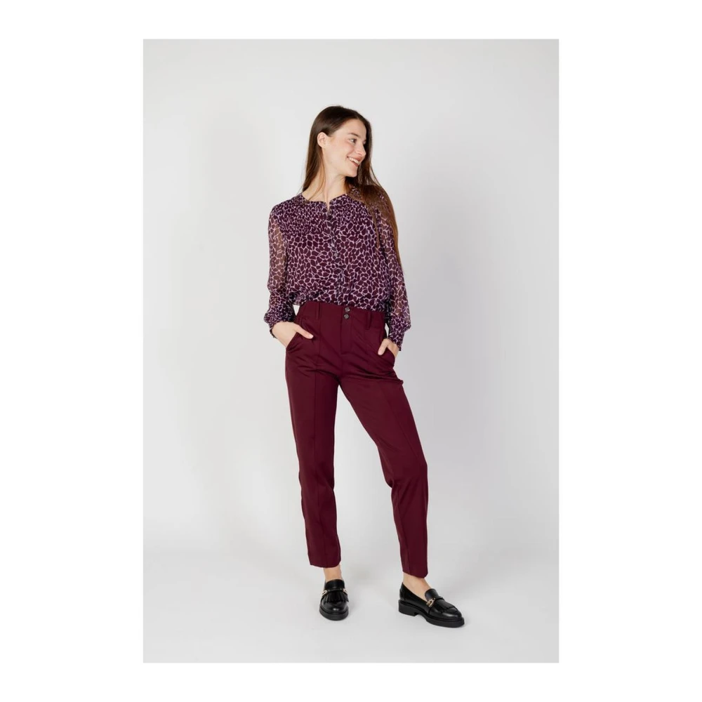 Street One Polyester Spandex Cigarette Pants Collection Red Dames