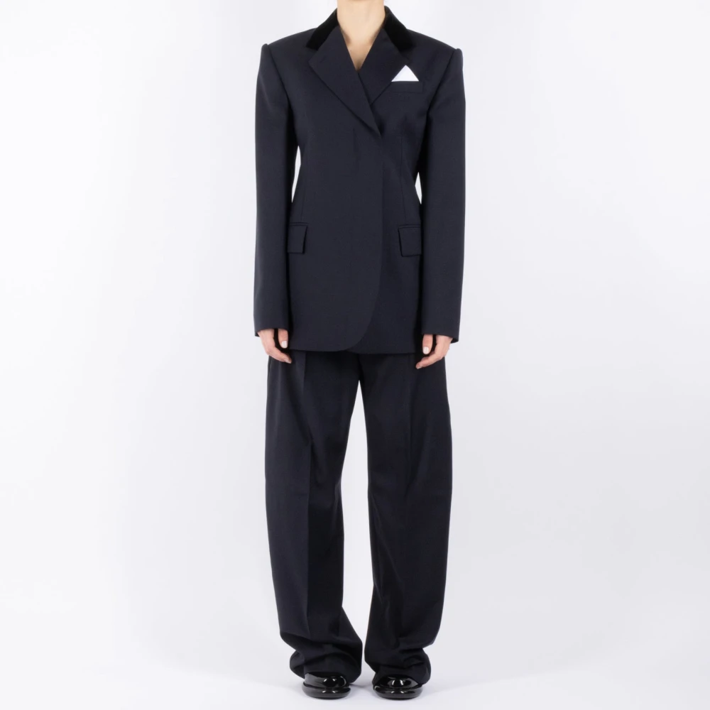 SPORTMAX Blauwe Wollen Jas Blue Dames