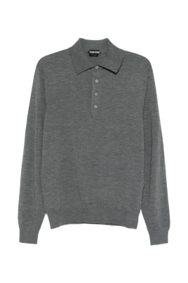 Lyxig Grå T-shirt med Mutter av Pärlknappar
