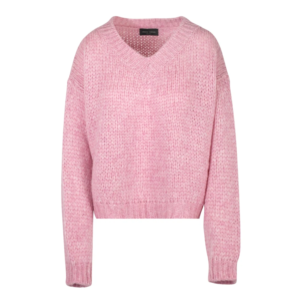 Roberto Collina V-hals trui in marineblauw Pink Dames