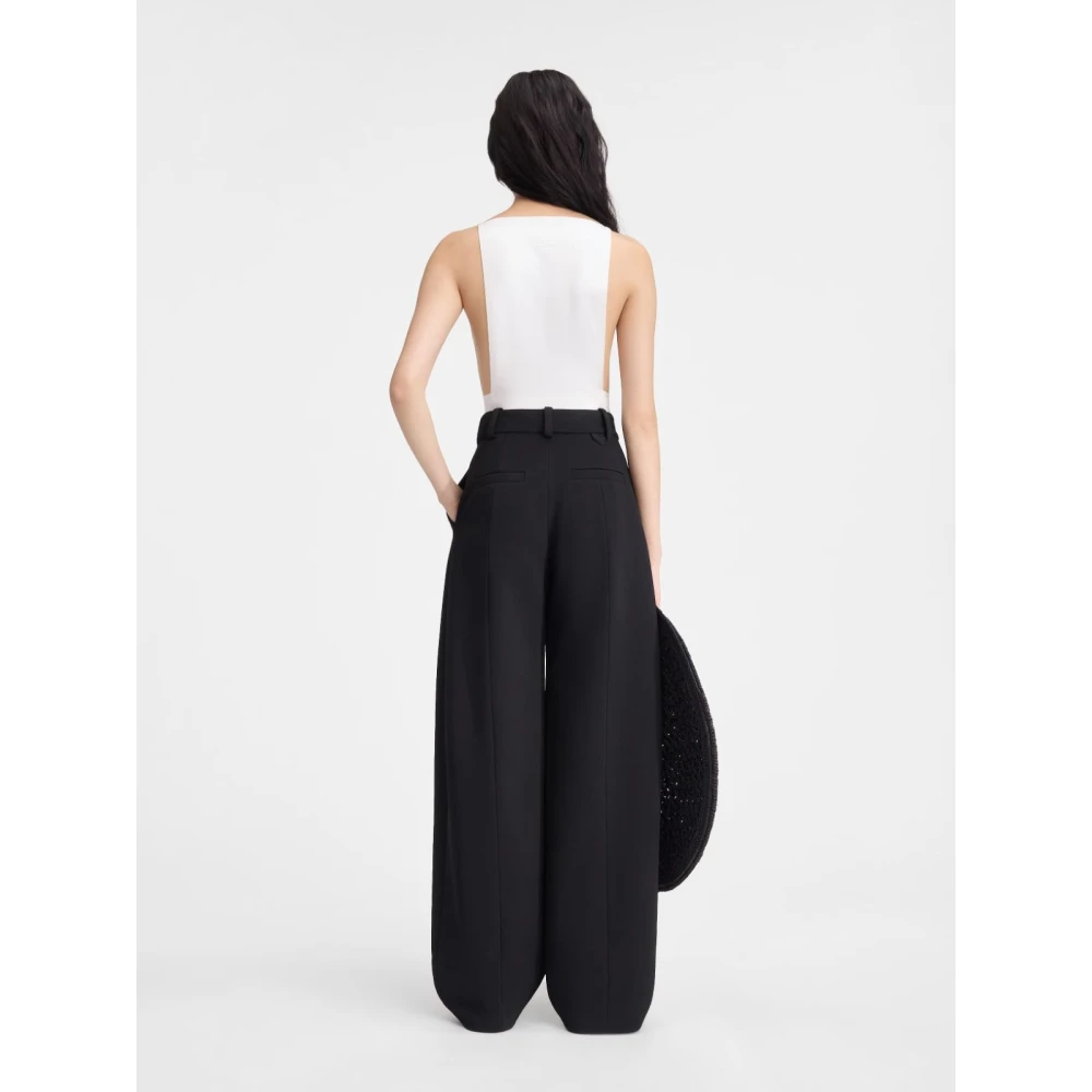 Jacquemus Hoge taille wijde pijpen broek met unieke details Black Dames