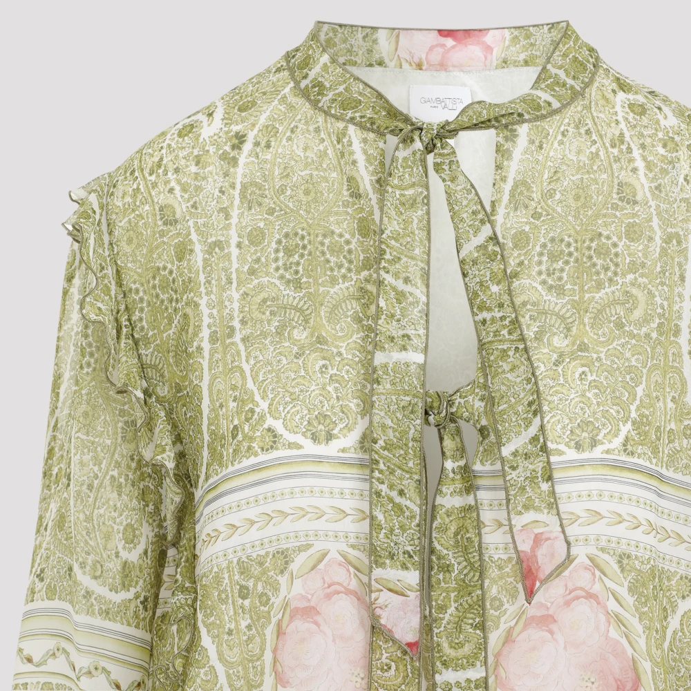 Giambattista Valli Groene Rozenprint Zijden Blouse Multicolor Dames