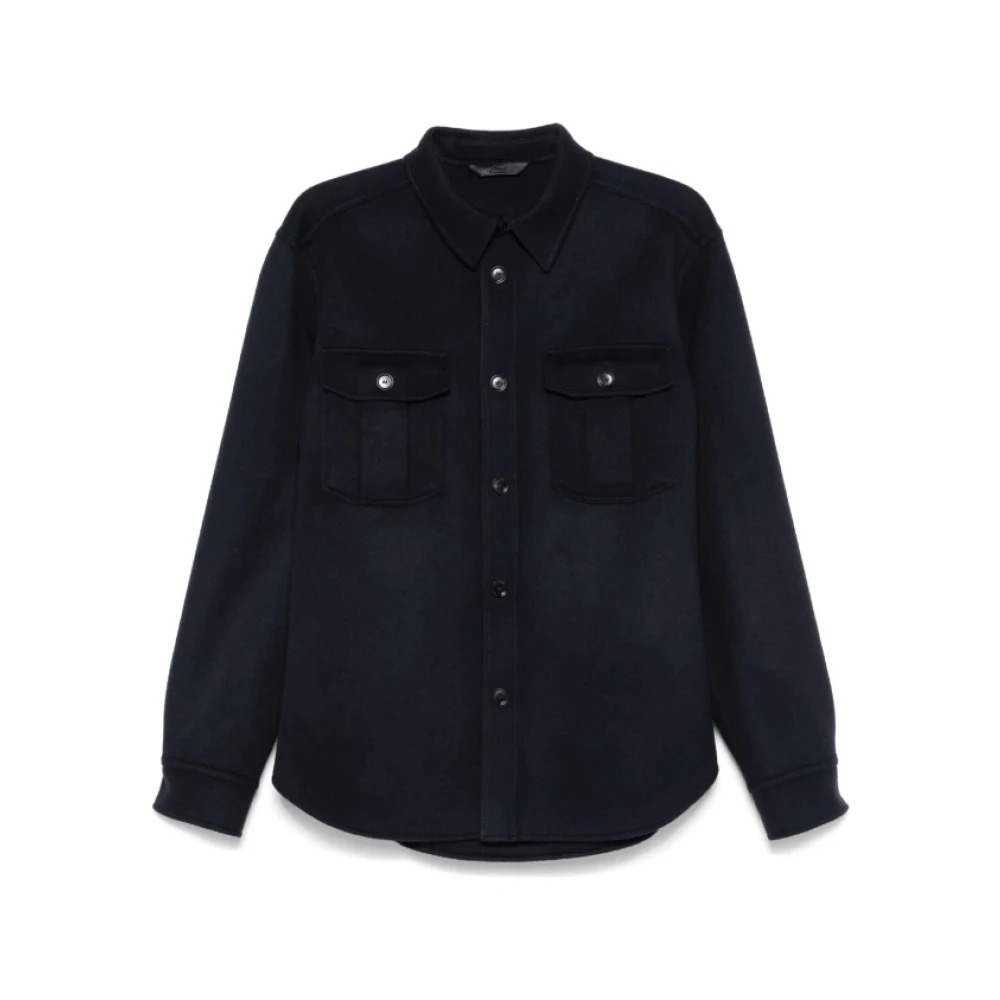 Brioni Middernachtblauw Wol-Kasjmier Overhemdjas Blue Heren
