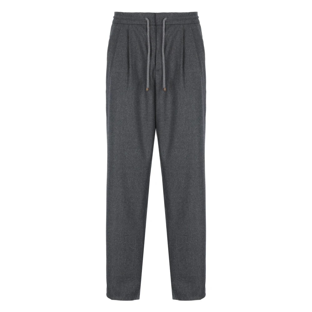 BRUNELLO CUCINELLI Donkergrijze Wol Elastische Taillebroek Gray Heren