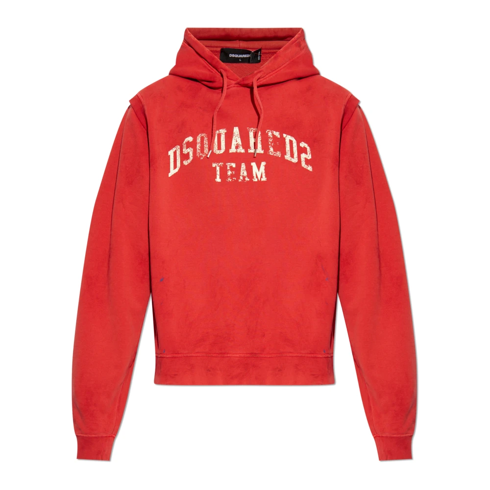 Dsquared2 Red Hoodies, Male, M, Sweatshirt With A Vintage Effect