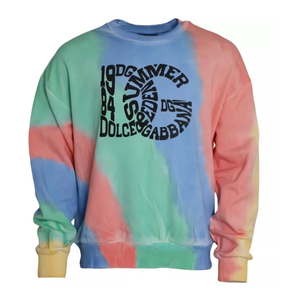 Dolce & Gabbana Multicolor Katoen Logo Crew Neck Sweater Multicolor Heren