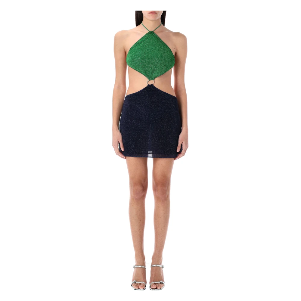 Oseree Bicolor Halter-neck Diamond Mini Dress Multicolor Dames