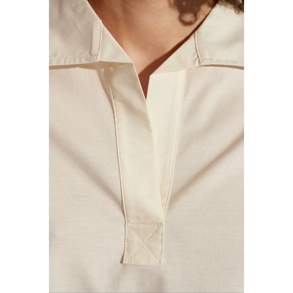 Moncler Polo shirt met logo-patch Beige Dames