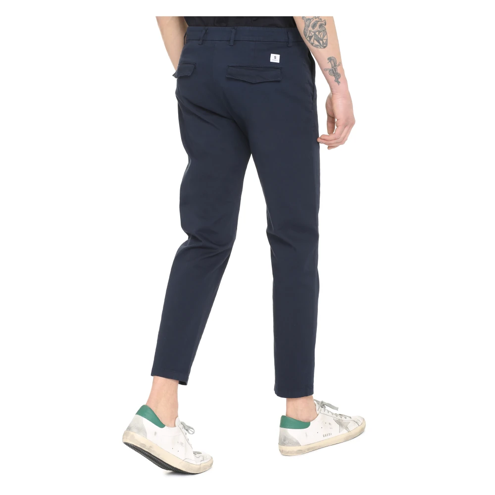 Department Five Stretch Katoenen Chino Broeken met Klepzakken Blue Heren