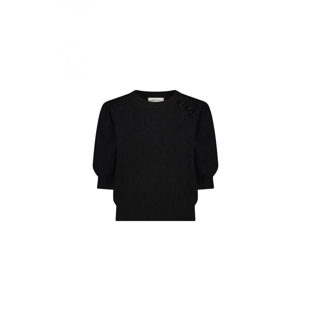 Fabienne Chapot Zwarte Pullover met Hart Borduursel Black Dames