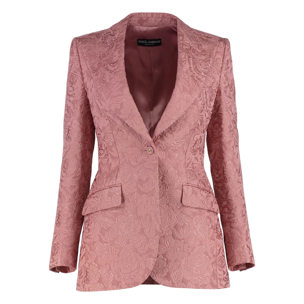 Dolce & Gabbana Jacquard Blazer met Reverskraag Pink Dames