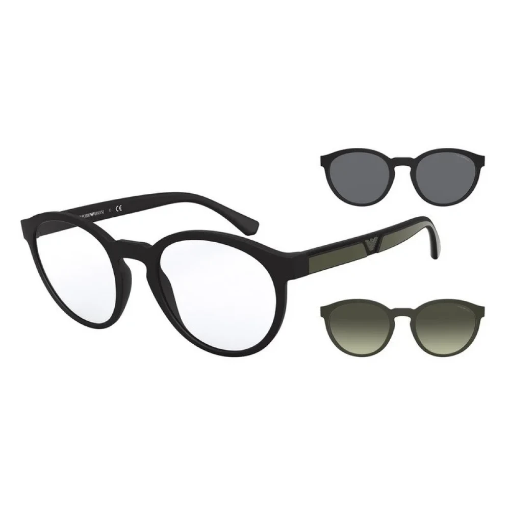 Emporio Armani Matte Black Zonnebril met Transparante Lenzen Black Heren