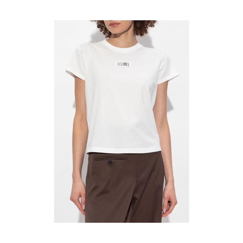 MM6 Maison Margiela Witte katoenen T-shirt met ronde hals White Dames