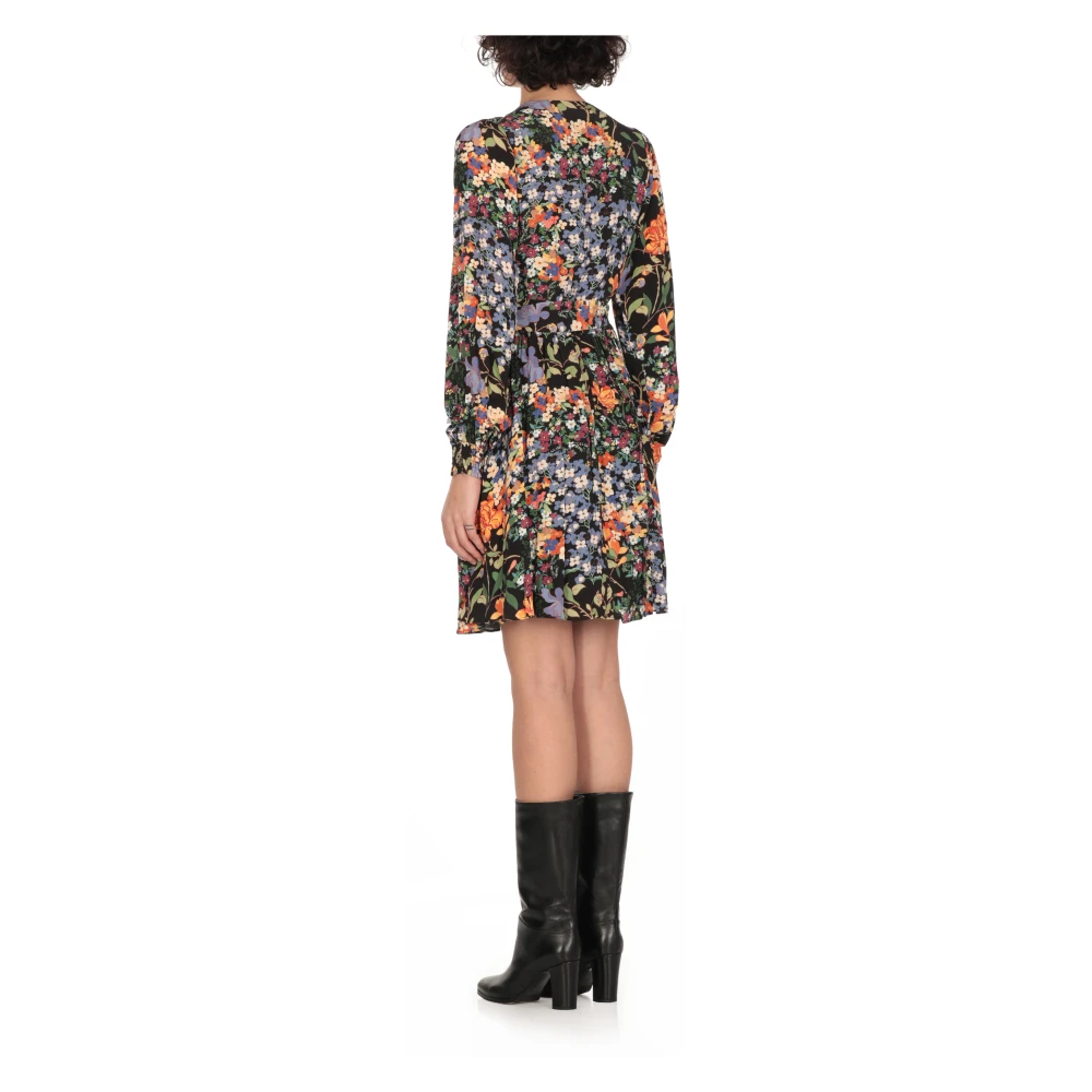 Hale Bob Zwarte Bloemen V-Hals Jurk Multicolor Dames