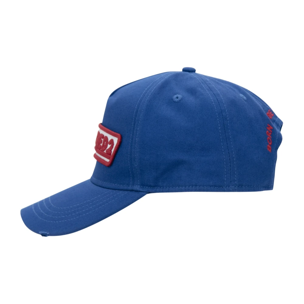 Dsquared2 Geborduurde Katoenen Baseball Cap Velcro Blue Unisex