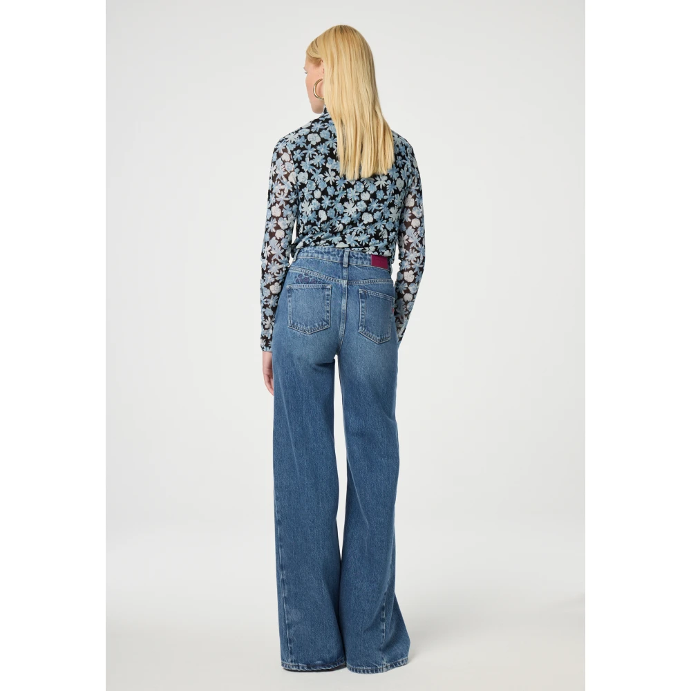 Fabienne Chapot Hart Geborduurde Wide Leg Jeans Blue Dames